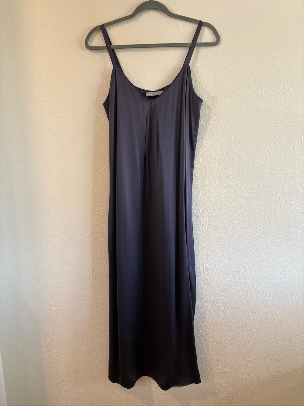 Vince 100% Silk Pleat Neck Maxi Slip Dress Purple Size S